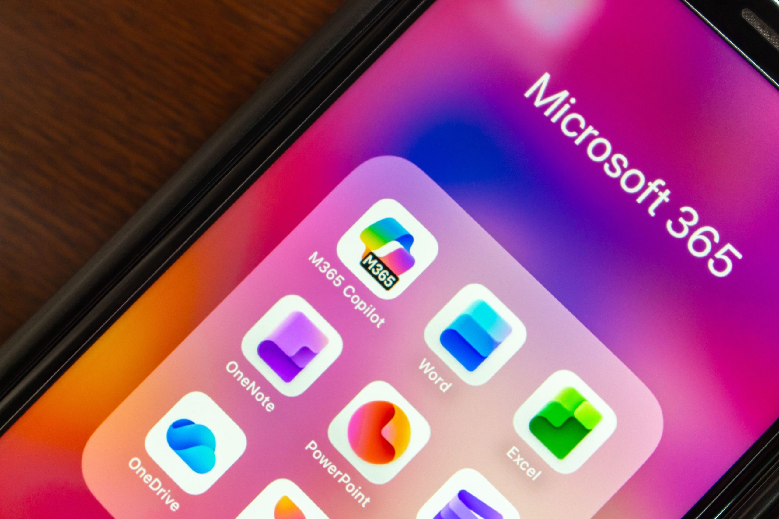 Applications Microsoft sur un téléphone portable